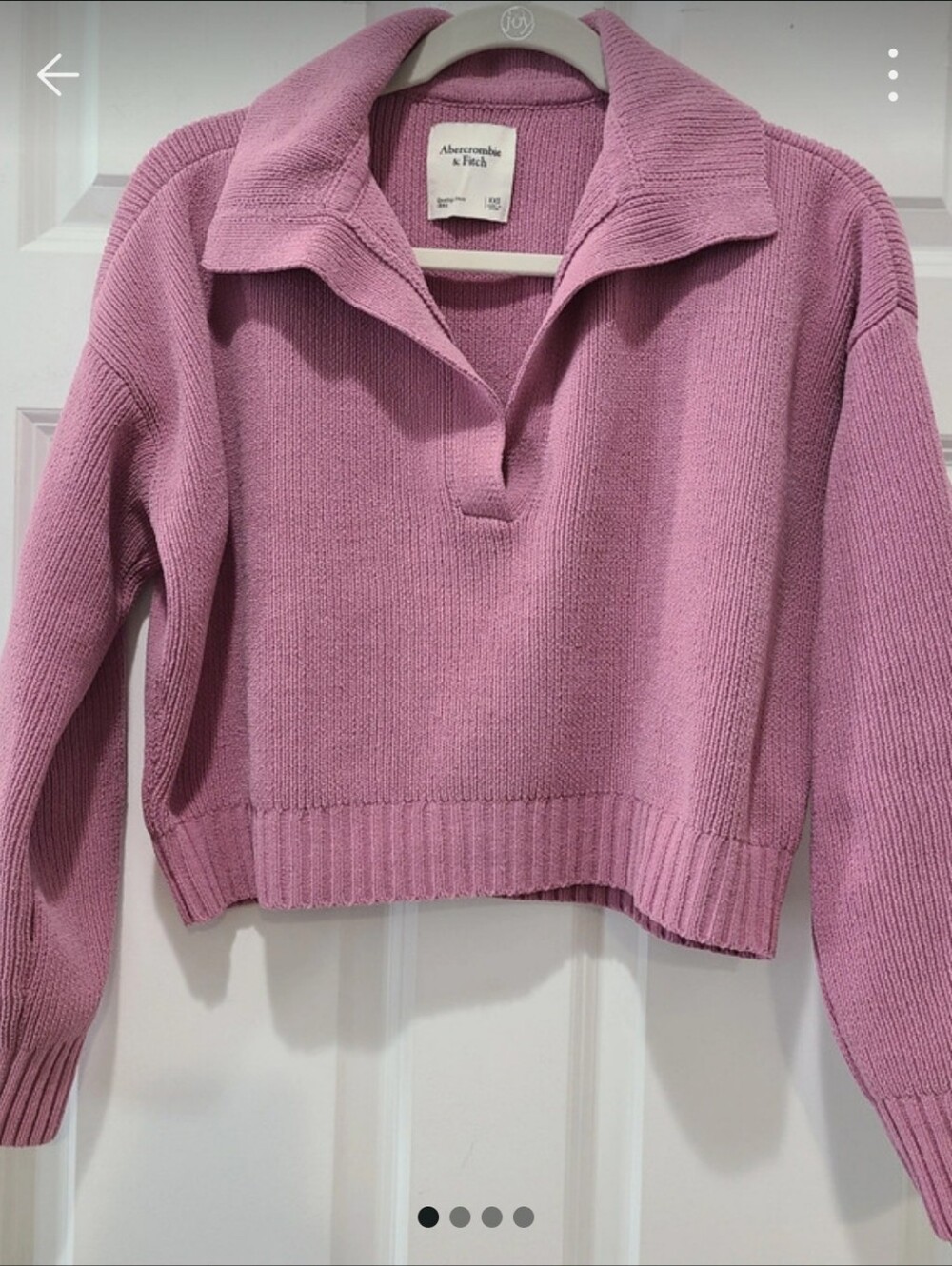 Abercrombie & Fitch collared v-neck dusty mauve cropped sweater XXS